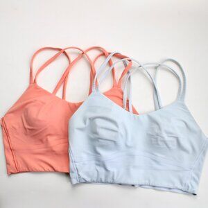 Lululemon Like A Cloud Longline Bundle of Two Orange & Light Blue Bra Size 6